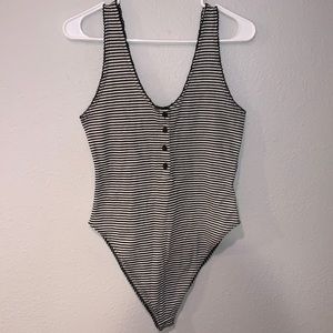 Black and white striped bodysuit size large